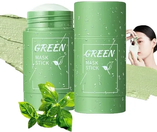 2 Piezas Mascarilla Stick Purificante Té Verde,Limpieza Profunda de Poros,Eliminación de Puntos Negros & Control de Grasa,Mascarilla de Arcilla para Piel Grasa/Mixta Hidratante