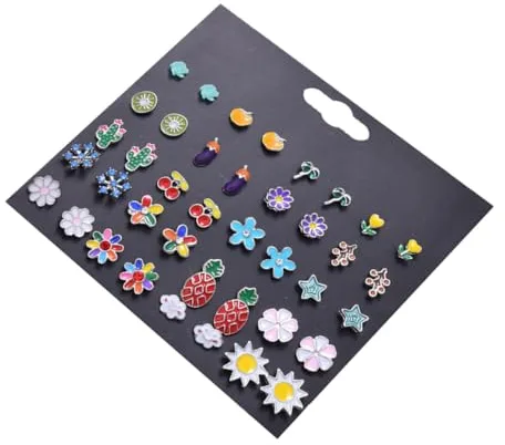 ibasenice 20 pares Pendientes de Flor y Fruta Vintage para Mujer Pendientes Pequeños Resistentes la Corrosión Accesorios de Oreja Ligeros Moda para Uso Diario y Fiestas