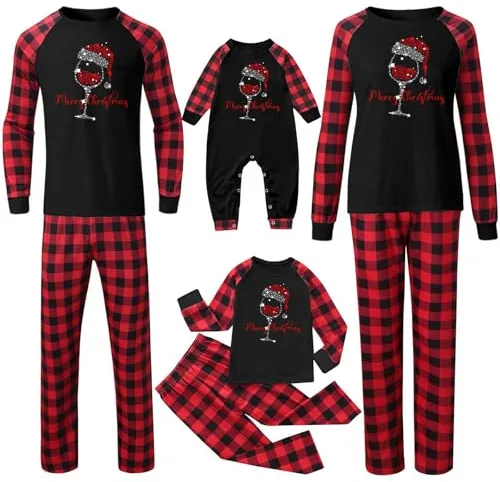 Pijamas Navidad Familia Pijama Familiar a Juego Conjunto de Pijamas Navideños Familiares Camiseta y Pantalones Ropa de Dormir Navideñas Pareja Divertido para Mamá Papá Niños Bebés Pyjamas Christmas