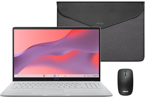 ASUS Chromebook CX1505CTA - Ordenador Portátil 15.6" Full HD (Intel N50, 4GB RAM, 128GB eMMC, ChromeOS) QWERTY Funda y ratón incluidos +3 Meses de Google AI Pro con Gemini Pro y 2TB de Almacenamiento
