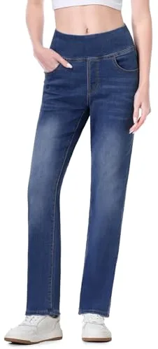 Chasehot Vaqueros Elasticos Mujer, Classic Tapered Jean Push Up Cintura Alta con 4 Bolsillos Pantalones De Mezclilla Legging Lavado Índigo Oscuro, 31-XXL