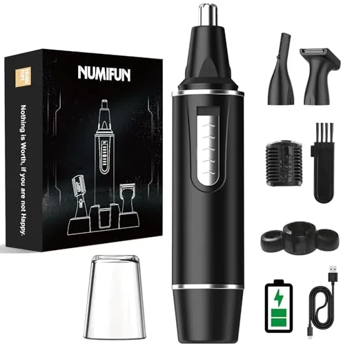 Recortadora de vello nasal para hombre, 3 en 1, cortapelos de orejas profesional y depiladora de nariz para hombres y mujeres, recargable por USB, con IPX7 resistente al agua, cuchillas duales, fácil