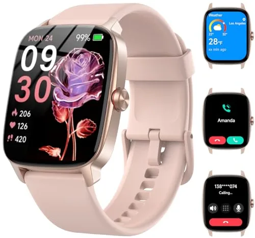 Reloj Inteligente Mujer Hombre con Llamadas Bluetooth y Voz AI, 1.85'' Smartwatch con Whatsapp Notificación, Pulsómetro/SpO2/Sueño/Podómetro, 110+ Modos Deportivos, Impermeable IP68 para iOS/Android