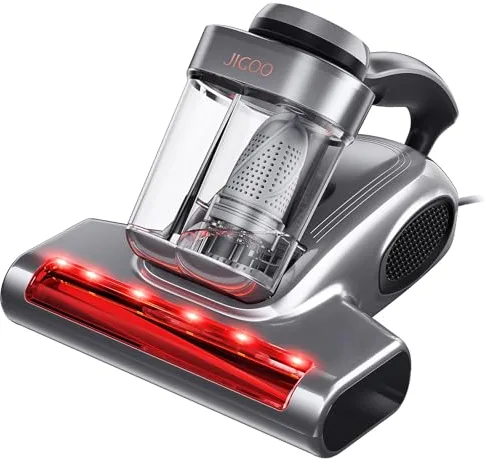 JIGOO J300 Pro Aspirador de Mano Antiácaros para Colchones | Elimina de Ácaros, Alergenos y Pelos de Mascotas | Luz UV-C Esterilizadora y 550W | Tecnología Infrarroja y Calor 60°C | Fragancia Natural