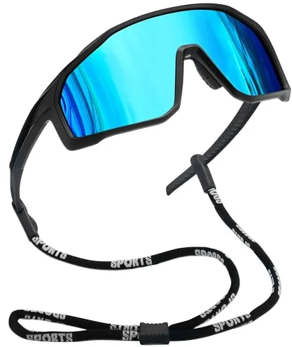 Joopin Gafas Ciclismo Hombre Polarizadas Envolventes Gafas de Sol Deportivas Mujer Protección UV400 Montura TR90 Ligera para Running Bicicleta Montaña Espejo Azul