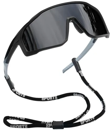 Joopin Gafas Ciclismo Hombre Polarizadas Envolventes Gafas de Sol Deportivas Mujer Protección UV400 Montura TR90 Ligera para Running Bicicleta Montaña Negras