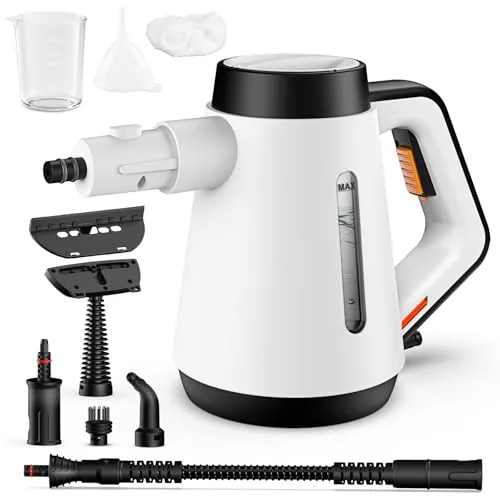 Fippesax Limpiador de vapor portátil, calefacción instantánea de 15 s, Limpiador de vapor multipropósito a presión de 400 ml con accesorios de 9 piezas, Limpiadores de vapor libres de químicos