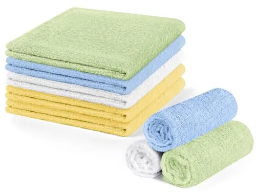 ALIIP Toallas Faciales Fibra de Bambú, 8 Piezas Paños Desmaquillantes Reutilizables, Toallas Cara para Limpieza Facial, Paños de Limpieza Lavable, 25x25 CM, Suaves con la Piel, Unisexo (4 Colores)