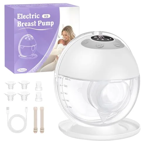 Haokoo Sacaleches Electricos Manos Libres Portátil, Extractor de Leche Materna Eficiente con Sellado Seguro Antifuga, Todo en Uno, Sin BPA, 4 Modos 12 Niveles, Bridas 17/19/21/24/27mm, 1 Pieza