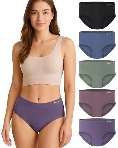 Gladbecke Pack de 5 Bragas de Bambú para Mujer - Ultra Suaves, Transpirables y Cómodas - Sin Etiquetas Irritantes[94% Viscosa de Bambú & 6% Elastano],M