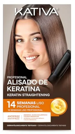 Kativa Kit Alisado Brasileño - Tratamiento Alisado Profesional en casa - Hasta 14 semanas de duración - Nueva fórmula con Keratina Hidrolizada, Ácido Hialurónico y 5 óleos orgánicos - Fácil de aplicar