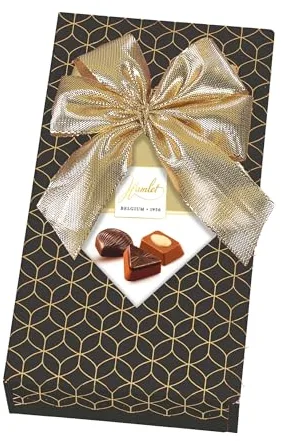 Chocolate Belga Hamlet, Bombones para Regalar con Lazo Dorado, Caja de Chocolates para regalar 100g, Auténtico Chocolate Belga