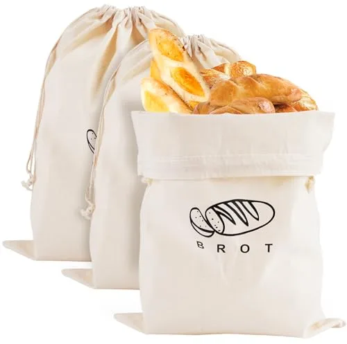 3 bolsas de lino para pan, 30 x 39 cm, para mantener el pan fresco, sin blanquear, bolsas de pan con cordón, bolsas de pan reutilizables de lino, para pan, frutas y verduras