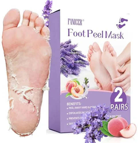 2 Pares Mascarilla Pies Peeling, Foot Peel Mask, Hidratantes Para Pies Secos Agrietados, Reparar El TalóN Agrietado Muerto, Mujeres Y Hombres(MelocotóN Y Lavanda)