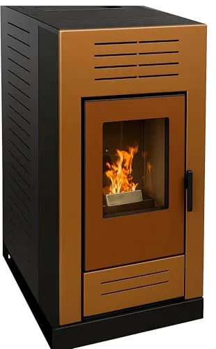 EIDER BIOMASA Estufa de Pellets VENERE – 10,8 kW – Rendimiento 90% – Tolva 16 kg – Hasta 315 m³ – Programación Semanal – Display Digital – Salida 80 mm – Clase Energética A+