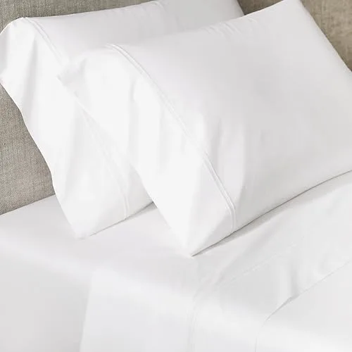 Victorio & Lucchino V&L Juego de Sábanas de Hostelería 100% Algodón Blanco – Suaves, Transpirables y Resistentes – Incluye Encimera, Bajera Ajustable y Funda(s) de Almohada | Cama 150cm (1 Almohada)