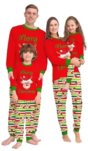 Conjunto de pijama familiar de Navidad para hombre y mujer, pijama a juego de Navidad a juego, cómodo para él y ella, diseño de dibujos animados para niños y niñas, 11 años a 12 años, 1031