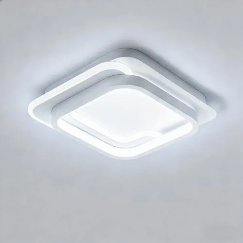 Aeyytoe Plafon LED Techo cuadradas, IP44 Ø28cm Plafones para Techo Led Lampara, 31W lampara techo dormitorio 6000K Luz blanca fría, Ideal para cocina, pasillo, baño, sala