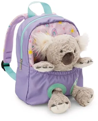 NICI 63039 - Mochila con Peluche, 21 x 26 cm, Koala de 25 cm, Lila, Peluche Desmontable, Suave y Esponjoso,Mochila Infantil para guardería para niños y niñas de 2 a 5 años