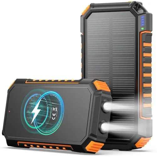 Cargador Solar Power Bank 26800mAh - A ADDTOP 3.0A Bateria Externa Carga Rapida con USB C – Bateria Portatil Inalámbrica con 4 Salidas - PD QC 3.0 Cargador Portátil para Teléfono Tabletas