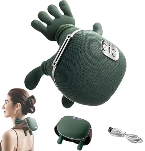 Dispositivo de masaje cervical 4D inalámbrico, masaje para cuello y cervical, dispositivo de masaje 4D de manos, 3 niveles de masaje y 2 niveles de temperatura, dispositivo de masaje cervical con