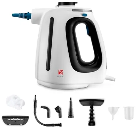 Di4 Vaporix Limpiador a Vapor de Mano 1350W, Vapor Continuo 32 g/min, Calentamiento 30s, 16 min de Vapor, Depósito 550 ml, Limpiador a Vapor Multiusos 9 Accesorios, Manguera 3 m