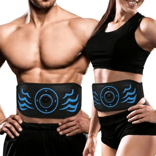 COODAY Electroestimulador Muscular, EMS Abdominales Cinturón, Estimulador Muscular Abdominales, Masajeador Eléctrico Cinturón con USB Recargable para Abdominales Brazos Piernas