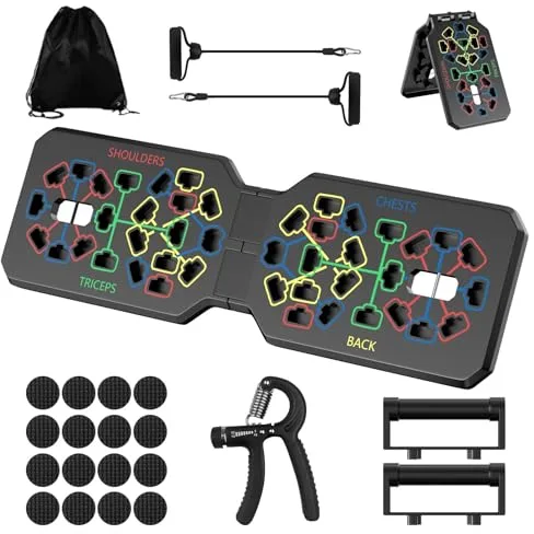 Ravytha Tabla de Flexiones, Kit Gimnasio en Casa, Push Up Board Multifuncional, Soporte Flexiones para Abdominales Ejercicios, Push Up Bar, Portátil Sistema de Entrenamiento Multifunción Fitness