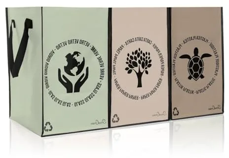 Shiva Green Cubos de Basura de Reciclaje - Bolsas Reciclaje - Basura Reciclaje - Cubos Basura Reciclaje Cocina - Reciclaje - Papel Plastico Vidrio