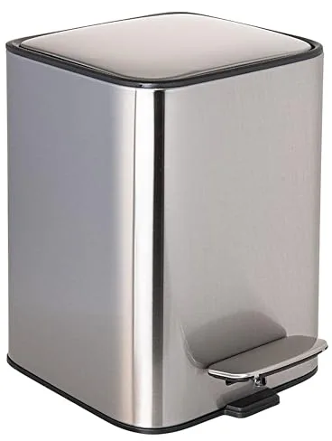 Erreke Papelera Baño con Pedal 3L, Cubo Basura Baño Acero Inoxidable con Tapa Cierre Suave y Silencioso, Cubo Interior Extraíble, Revestimiento Antihuellas (Stainless Steel Silver)