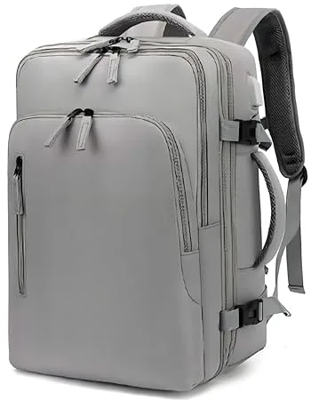 AUMTISC Mochila para laptop, bolsa de viaje de negocios ajustable de gran capacidad de 22-38 L, portátiles de hasta 15.6 pulgadas, gris, L