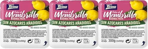 Tirma Dulce de Membrillo | Sin Azúcares Añadidos | Crema de Membrillo de Canarias | Mermelada de Membrillo | Pasta de Membrillo | Sin Gluten | 3 Barquetas, 300g (Paquete de 6)