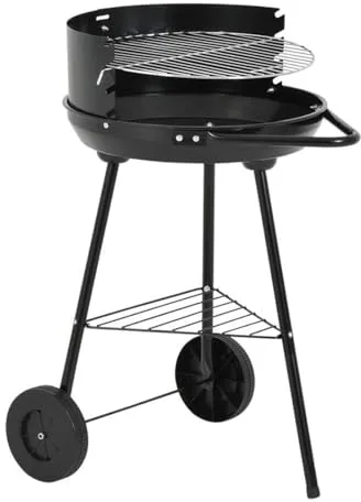 Acomoda Textil – Barbacoa de Carbon con Ruedas Parrilla Redonda y Estructura de Acero, Ligera y Portatil. Asador 42x68 cm Ideal para Jardin, Camping o Terraza de Facil de Limpieza
