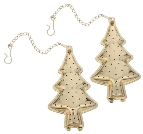Alipis 2 infusores de té con forma de árbol de Navidad - Coladores de acero inoxidable con forma de bola y cadena para té suelto - Infusor individual para taza.