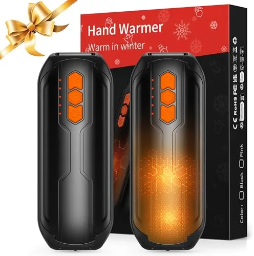 VIWAVE 2 Piezas Calentador de Manos Recargable,Calienta Manos de Bolsillo Reutilizables con LED,Calentador Electrico USB y 5 Ajustes de Temperatura,Portátil Calientamanos Regalos Mujer Hombre