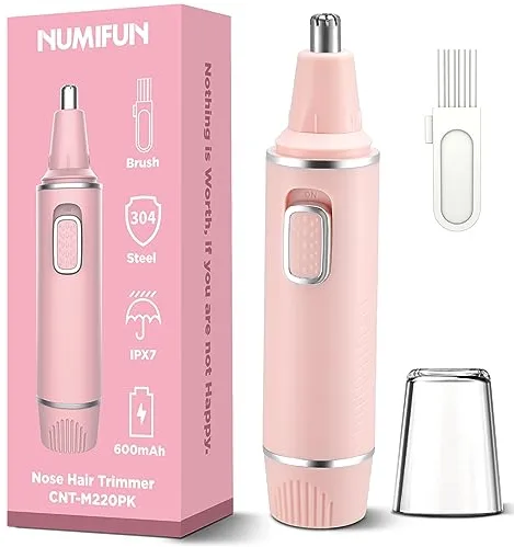 Cortapelos de nariz para mujer, sin dolor, depiladora de vello nasal y cortapelos de orejas, recargable por USB, recortador de vello nasal, cejas y cortapelos faciales, IPX7 resistente al agua, fácil