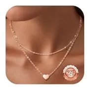 Kenivira Collar Plata de Ley 925 Para Mujer Cadena Colgante Corazon Oro Rosa Para Mujer