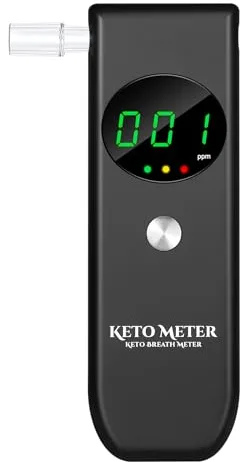 Medidor de Cetonas en el Aliento con Boquillas, Analizador de Acetona a Batería para una Rápida Información de Cetosis — Simple, Preciso y Perfecto para Metas Keto, Bajas en Carbohidratos y Ayuno