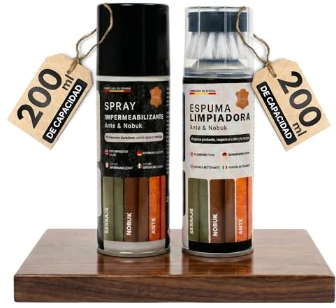 MG ARTESANOS | Kit Limpiador e Impermeabilizante para Calzado y Accesorios – Pack Spray Limpiador + Spray Protector, Especial Ante y Nobuk, Zapatillas, Botas y Bolsos
