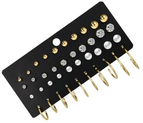 JOINPAYA Pendientes de Aro y Perlas Pequeños, Joyas para Piercing de Oreja, Set de 20 Pares Circonita, Metal Dorado, para Mujer, Uso Diario y Ocasiones, Diseño Vintage y Minimalista,