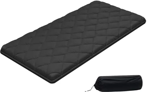 VEVOR Colchón Futón Japonés, Tatami Plegable Tamaño Individual, con Bolsa de Almacenamiento y Herrajes de Montaje, Esterilla de 9 Capas para Meditación y Yoga, Color Negro, 2032 x 991 x 89 mm