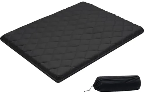 VEVOR Colchón Futón Japonés, Tatami Plegable de Tamaño Queen, con Bolsa de Almacenamiento y Herrajes de Montaje, Esterilla de 9 Capas para Meditación y Yoga, Color Negro, 2032 x 1524 x 89 mm