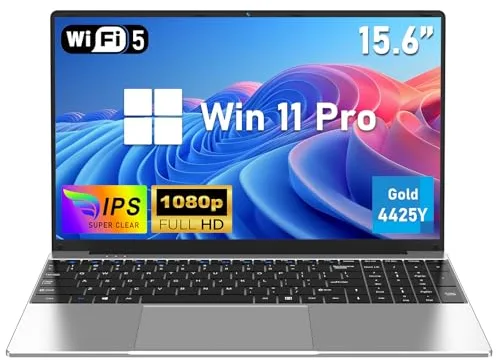 FUNYET Ordenador Portátil, 2026 Laptop de 15,6 Pulgadas, 8GB RAM 256GB SSD, Portátil Pentium Gold 4425Y, IPS FHD 1920 x 1080 Notebook, 180°Cierre Abierto, 5000 mAh, Ranura para Tarjeta T,USB3.0