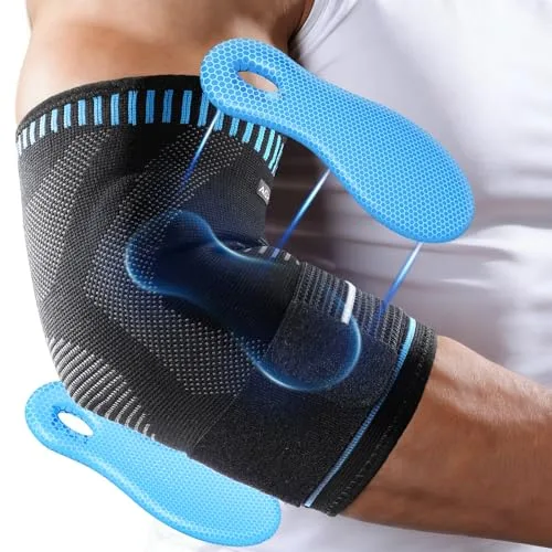 AGPTEK Coderas Epicondilitis con Banda de Compresión Extraíble - Codo de Tenista y Golfista, Alivio del Dolor, Soporte para Gimnasio y Deportes, Codera Padel
