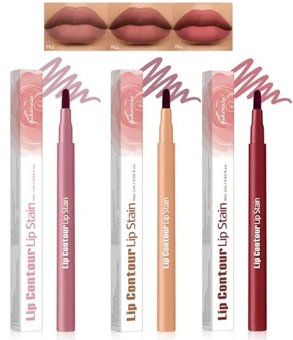 3 delineadores de labios resistentes a las manchas para contornear los labios, altamente pigmentados y sedosos, lápiz de contorno de labios de larga duración, efecto tatuaje natural