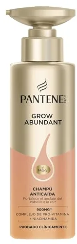Pantene Grow Abundant Champú Anticaída 290ml. Cabello Más Fuerte, Largo y Denso en 8 Semanas. Fortalece el Anclaje y Mejora Su Resistencia. Con 900 mg de Complejo Pro-Vitamina + Niacinamida