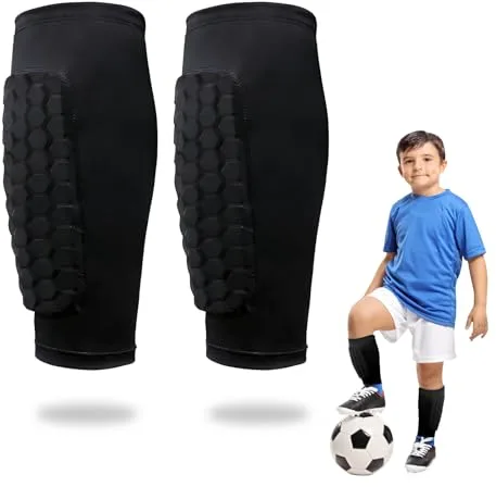 Swiftctrl 1 Par de Espinilleras de Fútbol y Esquí para Niño, Protector Espinillas Transpirables y Antigolpes, Protección de Pantorrilla para Baloncesto, Fútbol y Esquí, Ideal para Niños y（Negro,S