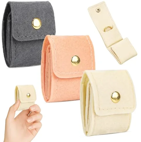 Mini bolsa de joyas de viaje, 3 unidades, joyero pequeño, organizador de joyas, diseño de varias capas con botones de presión, adecuado para pendientes, anillos y collares para viajes y uso diario