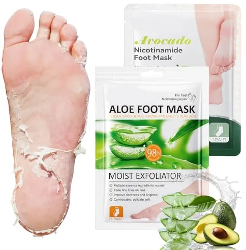 2 Pares Exfoliante Pies MáScara, MáScara Pie Peeling, Mascarilla Pie Secos Y Agrietados, Pies Suaves Renovados, Mujeres Y Hombres(Aloe Vera + Aguacate)