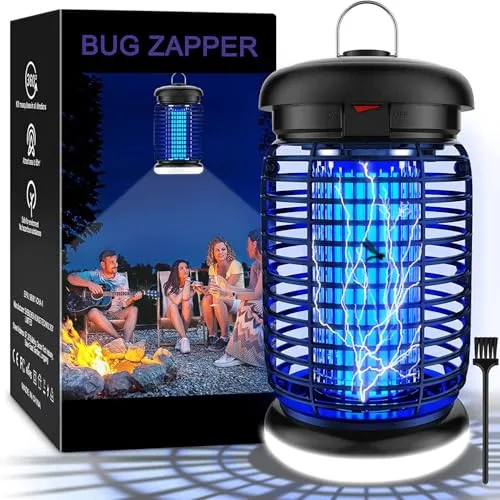 WUEAOA Lampara antimosquitos Exterior con Lámpara LED, 4200V 15W UV Mata Mosquitos electrico, No tóxico e Inodoro, IPX4, Atrapa eficazmente Mosquitos, Moscas y Polilla